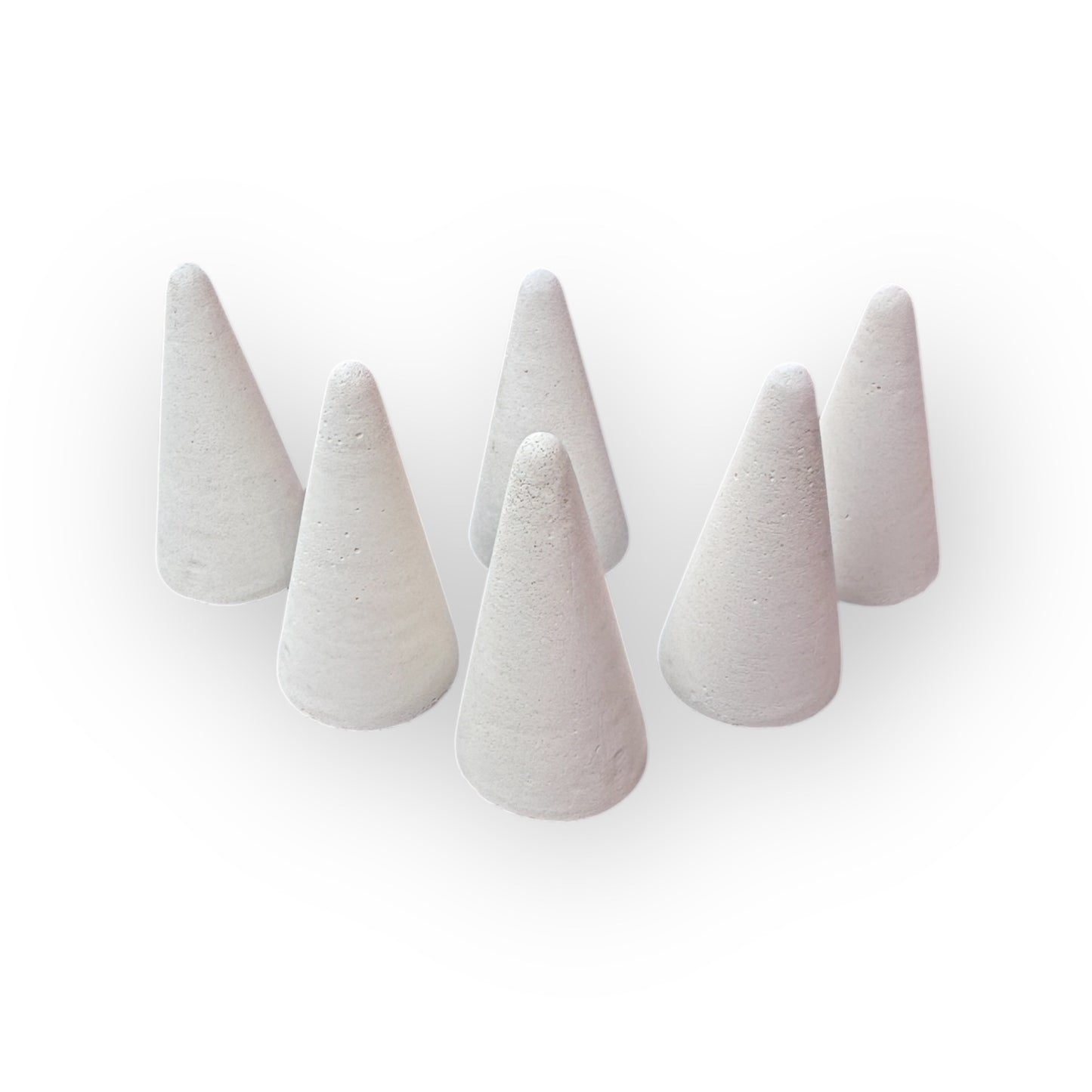 Lot de 6 cônes porte-bagues en béton blanc