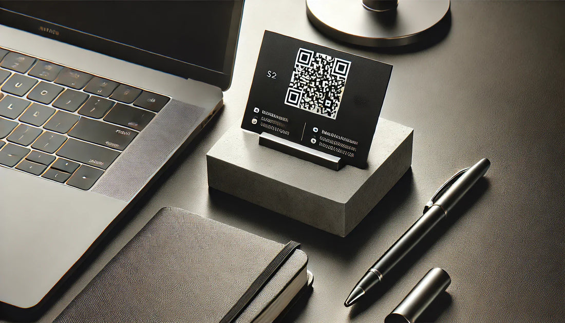 une carte Qr code sur un support en béton