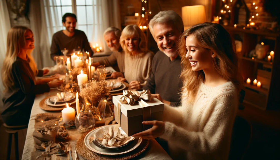 Une jeune femme reçoit une bougie en cadeau pour son anniversaire.