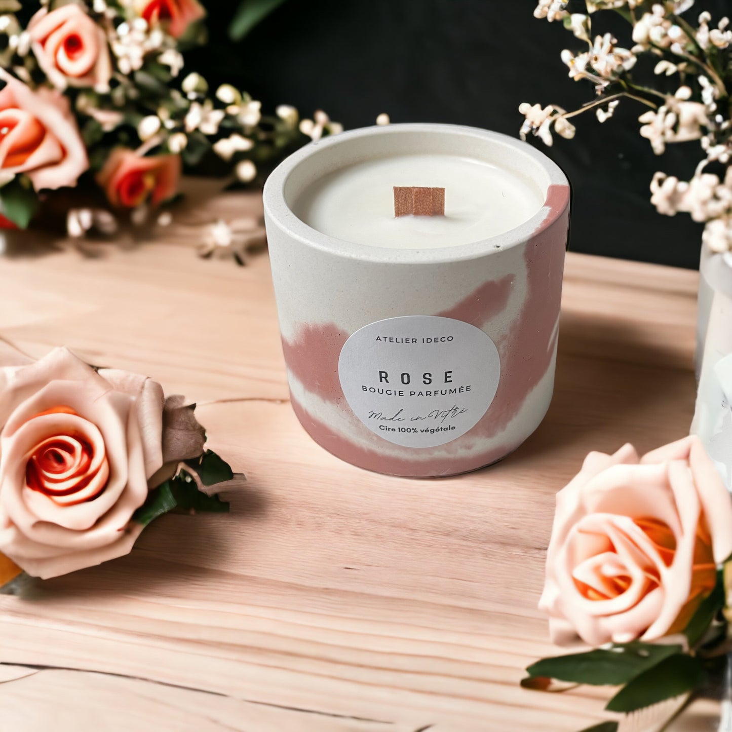 Bougie parfumée Bouquet de Roses - Atelier IDeco, Artisan Créateur
