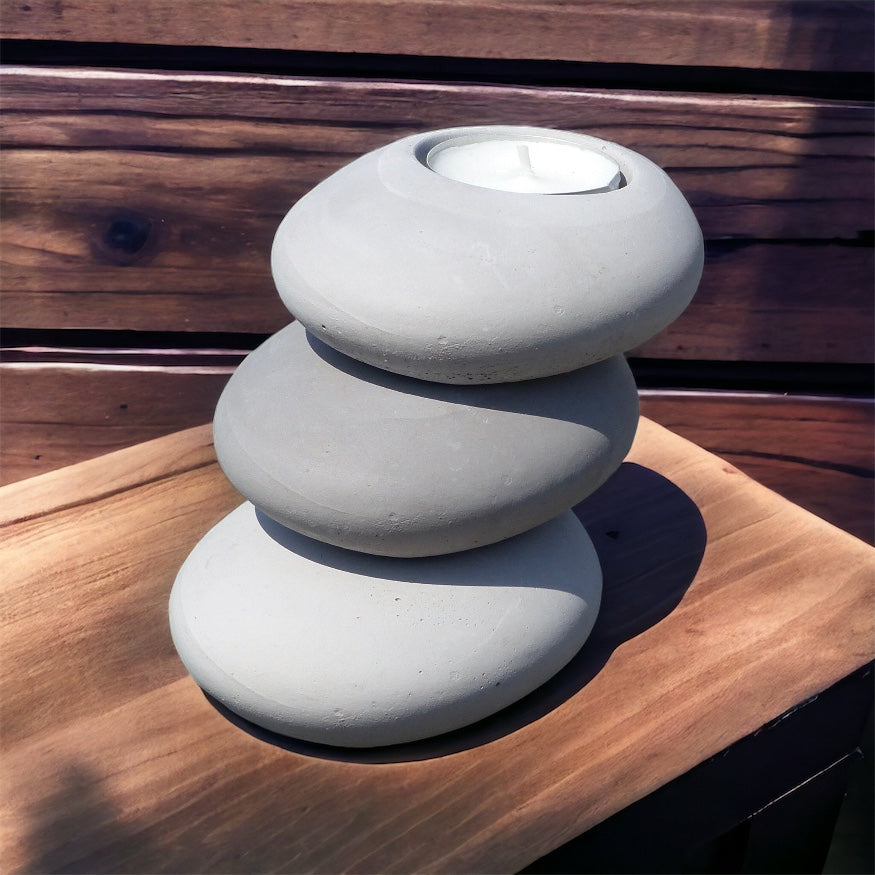 Trio de bougeoirs galets